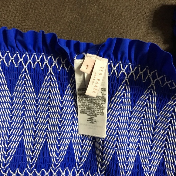 Ted Baker Smocked Bardot Bikini Top In Bright Blue size 1 - Picture 7 of 7